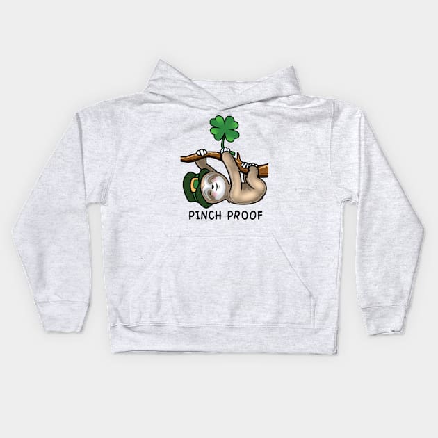 Pinch Proof St. Patrick’s Day Cute Lucky Sloth Kids Hoodie by PnJ